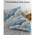 thumbnail image 3 of Blue Marble Pillow Covers King Size 2 Pack, Modern Contemporary Luxury Yellow Soft Bed Throw Pillowcases Breathable Cooling Long Lumbar Body Pillow Sham Cover for Bed Sofa 20''x36'', 3 of 7