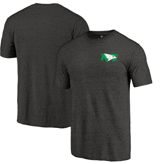 Men's Black Heather North Dakota fighting Sioux Left Chest Distressed Logo Tri-Blend T-Shirt