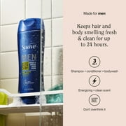 Suave Men Citrus Rush 3-in-1 Shampoo Conditioner & Body Wash, Citrus & Sandalwood, 12.6 oz