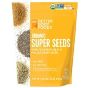 BetterBody Foods Organic Super Seeds, Chia Seeds, Flaxseed Meal, & Hemp Seeds, 16 oz
