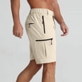 thumbnail image 6 of Eryao Men's Elastic Waist Cargo Shorts Comfortable Outdoor Athletic Shorts with Zipper Pockets,Khaki,XXL, 6 of 9