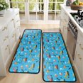thumbnail image 4 of Excavator and Question Mark Blue Pattern Anti Fatigue Kitchen Rugs Set Of 2, Non Slip Washable Decorative Floor Mats for Sink Laundry and Home Use, 17"x47", 4 of 5