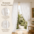 thumbnail image 2 of DONGPAI Floral Lace Outdoor Sheer Curtains 2 Panels with Romantic Ruffles, Lightweight Airy Sheer Voile Drapes for Patio Gazebo, Bedroom and Wedding Backdrop, 52" x 84", White, 2 of 8