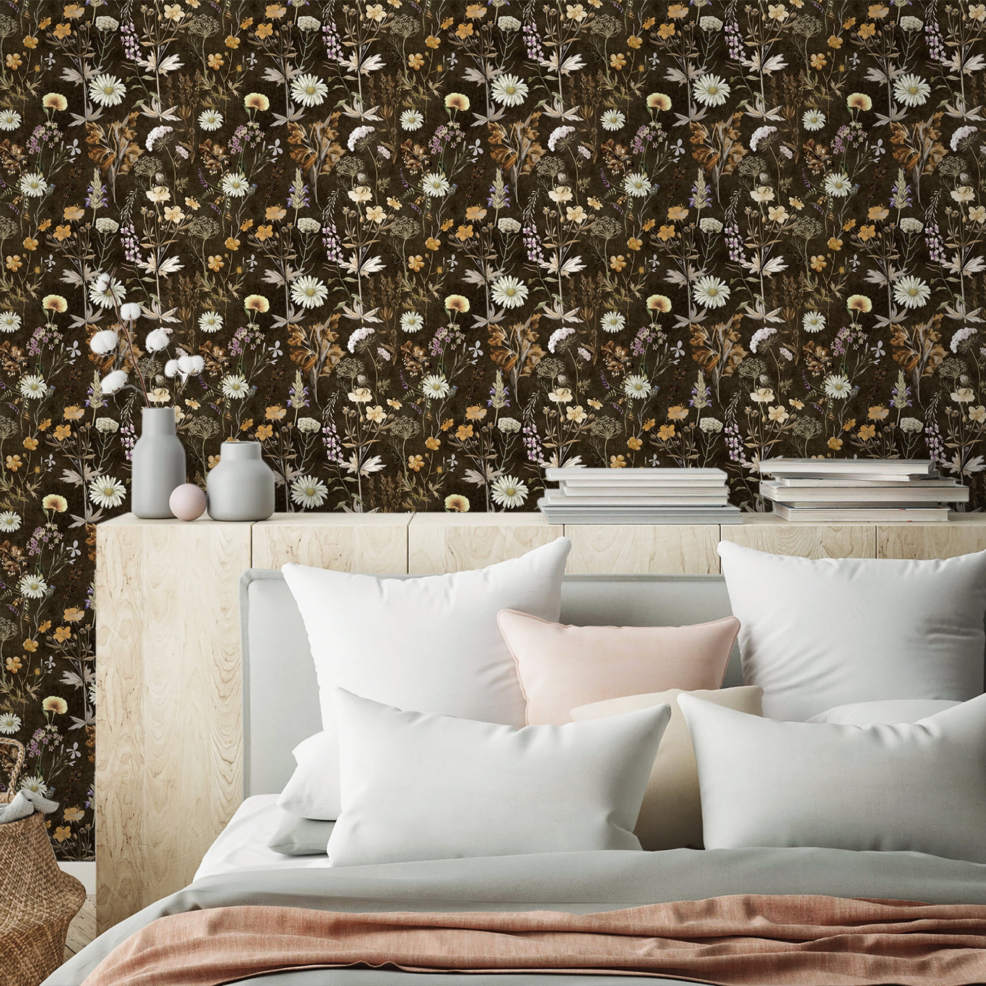 UMIGGEE Floral Boho Retro Peel and Stick Wallpaper 17.3-in x 393-in Multi-color Removable Wallpaper Self Adhesive Wallpaper for Cabinets Home Decoration Wall Covering Old Furniture Renovation