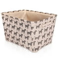 thumbnail image 6 of Dog Toy Rectangular Canvas w/Handles Storage Basket Organizer Bin Box 7.5x16x12 - White with Gray Dog Print, 6 of 8
