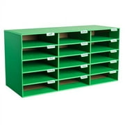 AdirOffice 15-Slot Paper Storage Organizer Cardboard Bookshelf, Green
