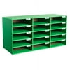 AdirOffice 15-Slot Paper Storage Organizer Cardboard Bookshelf, Green