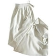 thumbnail image 4 of Pantalones de pierna ancha plisados de estilo coreano de verano para mujer, pantalones rectos informales drapeados sueltos de cintura alta con cordón, 4 of 4