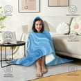 thumbnail image 4 of Wearable Blanket,Blue White Tie Dye Swirl Pattern Hooded Wearable Flannel Blanket for Adults & Teens,Winter Poncho Shawl Wrap Cape Cozy Anti-Pill,60"x80", 4 of 5