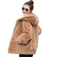 thumbnail image 5 of BAETEUY Winter Women Jacket - Thick Plush Faux Rabbit Fur Mid Length Hooded Coat, 5 of 8