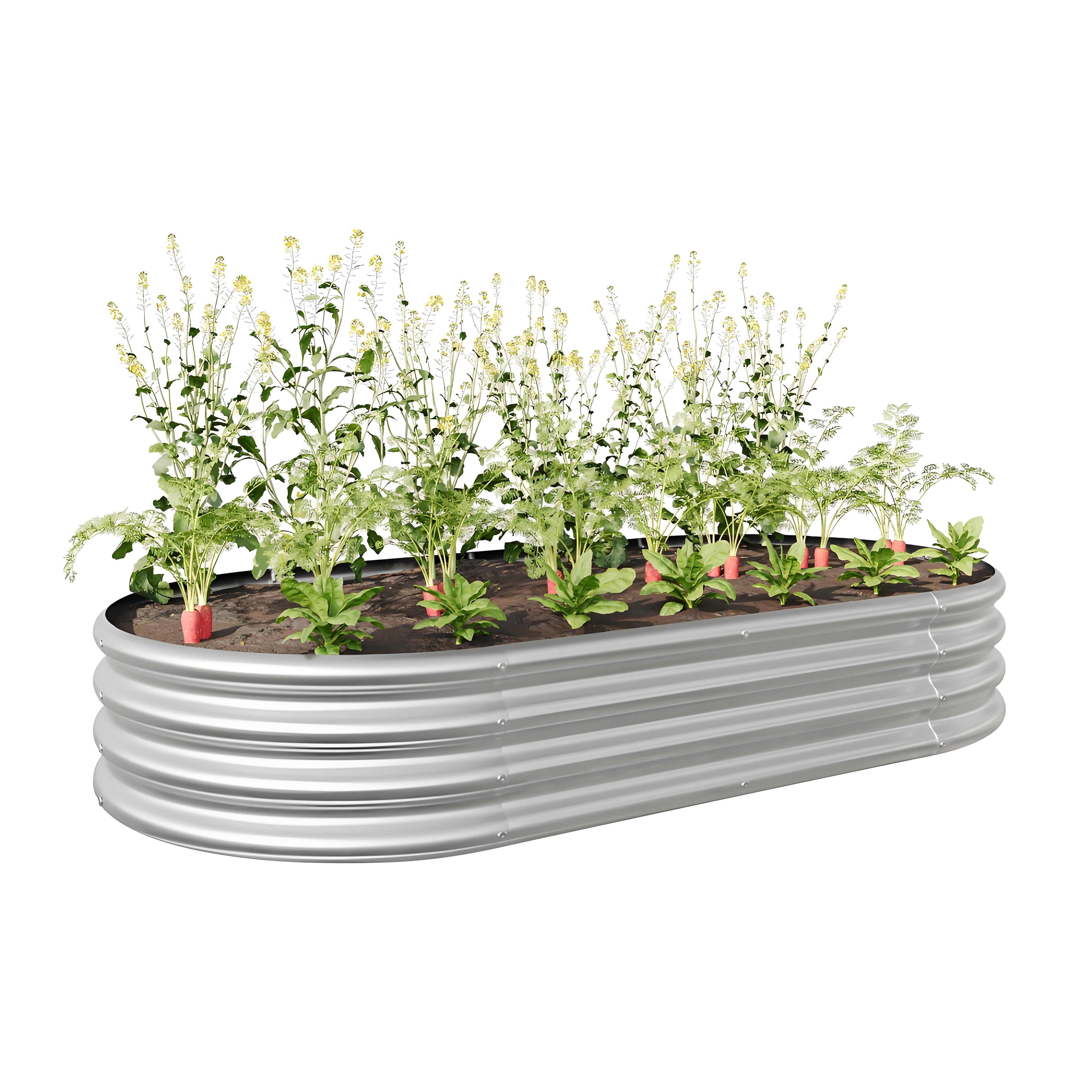 Galvanized Steel Raised Garden Bed Kit - Outdoor Metal Planter Box for Vegetable/Flower Planting & Landscaping, Heavy Duty Rust-Resistant Design，Sliever