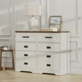 thumbnail image 2 of WAMPAT High End Table Side Table Set of 2 for Living Room, Farmhouse 3 Drawers Dresser for Bedroom Office,Antique White, 2 of 7