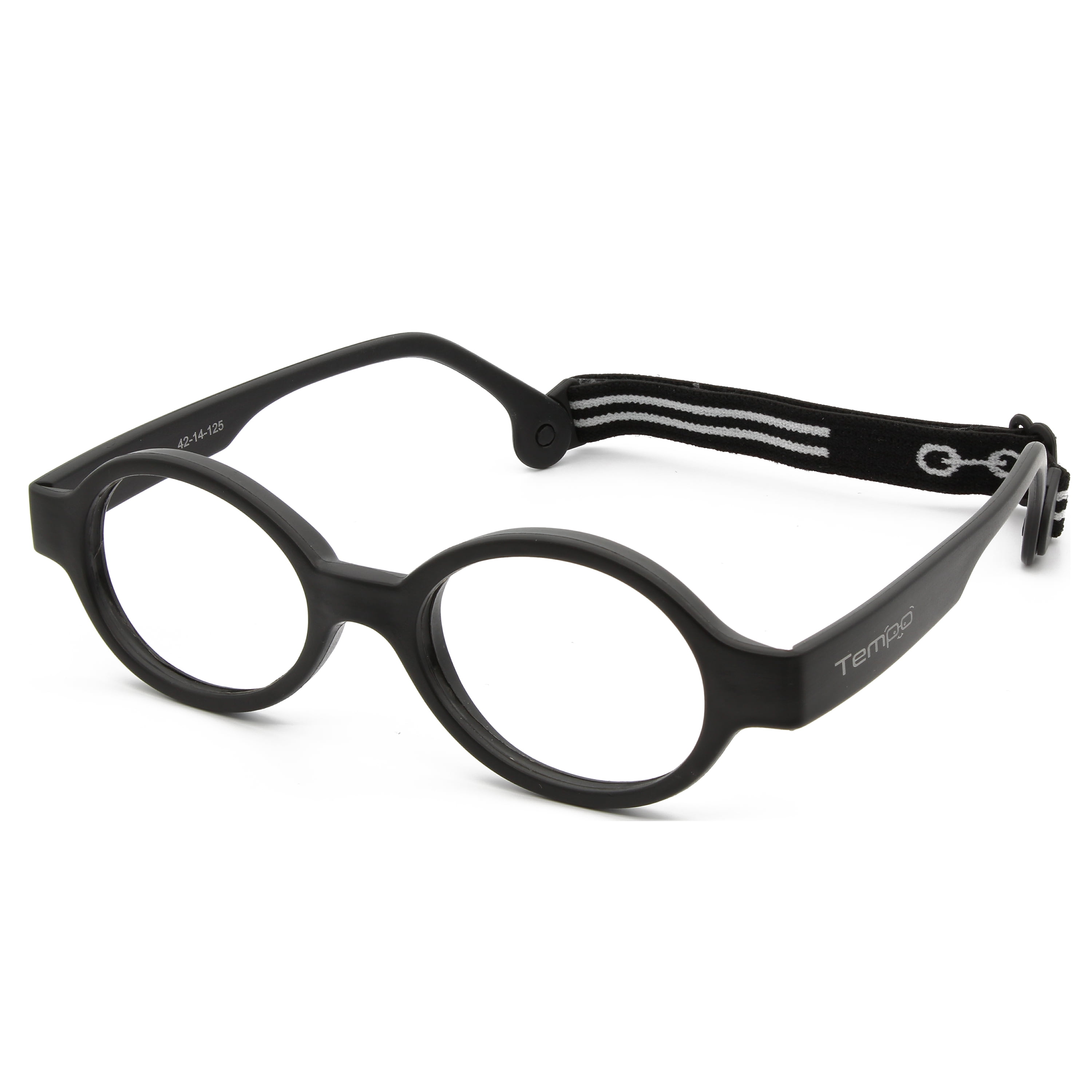Tempo Throwback Oval 42/14 Black Flexible Kids Glasses Age 5