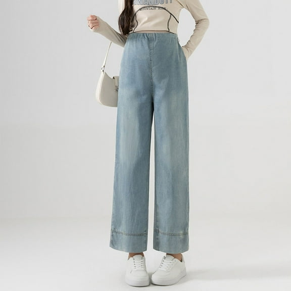 hengsof Casual Drawstring Loose-Fitting Jeans for Pregnant Women Comfortable and Versatile