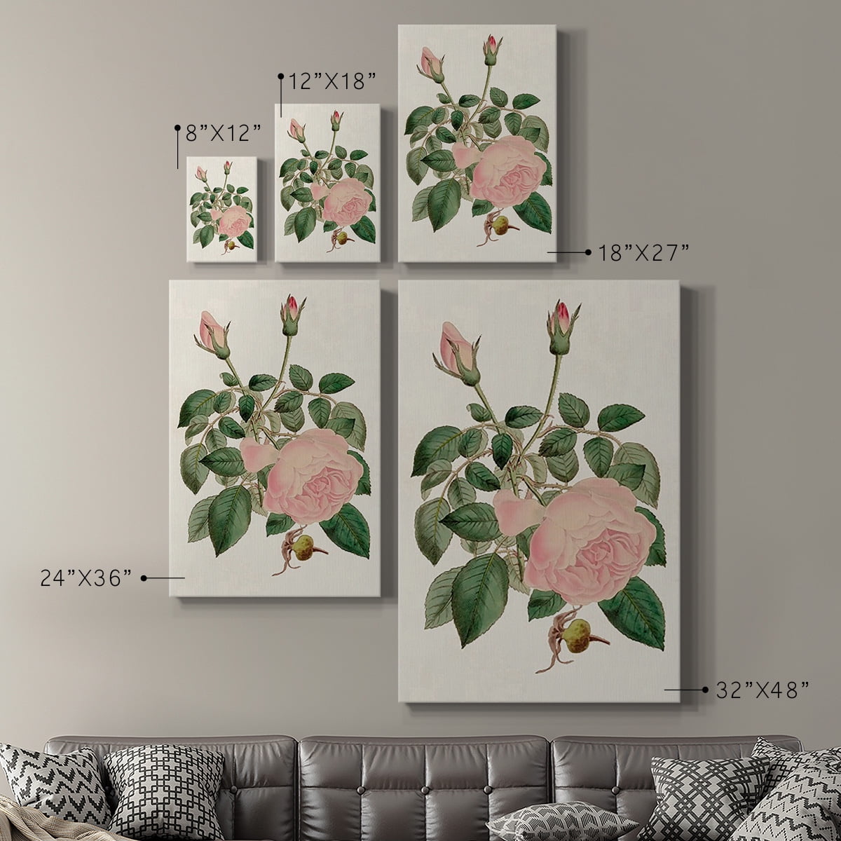 Pink Floral Mix II Premium Gallery Wrapped Canvas - Ready to Hang