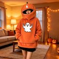 thumbnail image 2 of Halloween Hoodies for Women Pumpkin Mask Oversized Hood Sweatshirt Kangaroo Pocket Funny Costume Pullover Top, 2 of 5