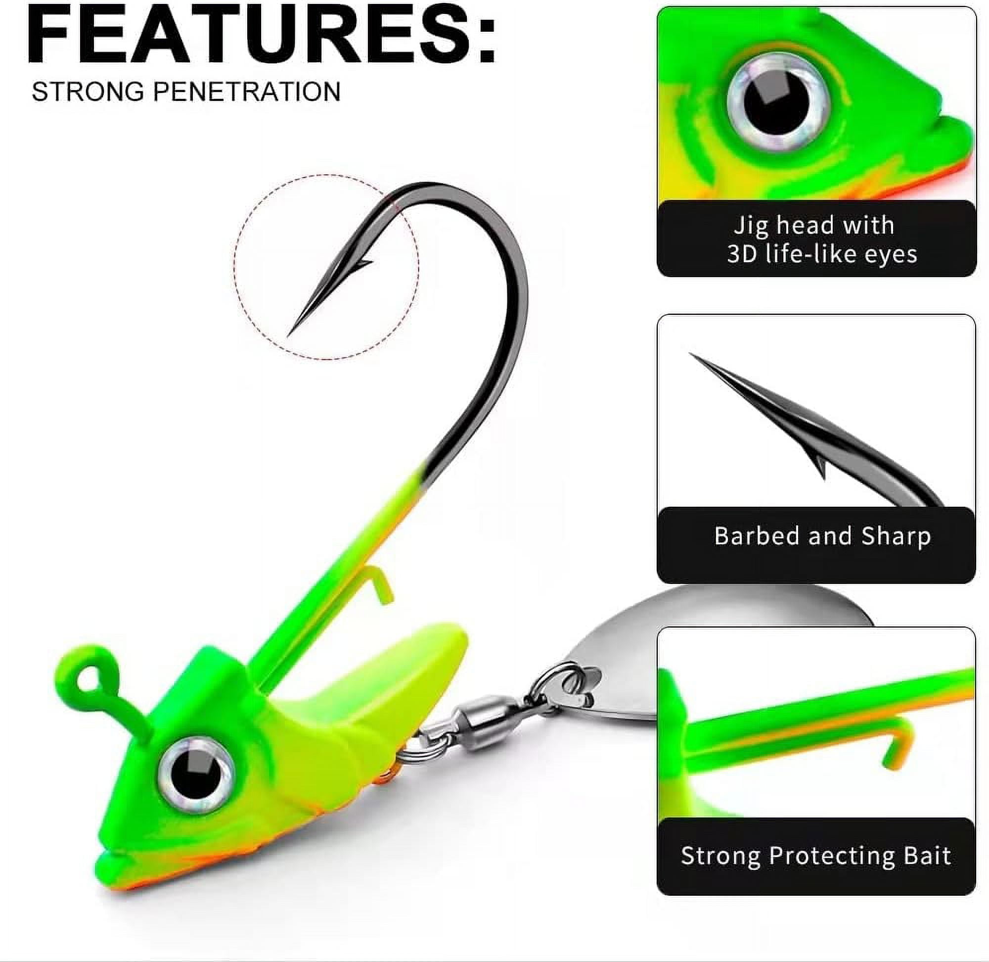 Jig Head Hooks Weighted with Spinner Blades Swimbaits Crank Hooks for Soft  Fishing Lures 5PCS 