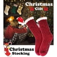 thumbnail image 5 of Women Slipper Socks Fuzzy Fluffy Cozy Cabin Winter Fleece Soft Warm Comfy Thick Christmas Non Slip Stocking Stuffer - Red, 5 of 6