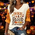 thumbnail image 2 of Trgacdwlo Womens Halloween Shirts V Neck Womens 3/4 Sleeve Tops Vintage Ghost Pumpkin Pattern Fall Holiday Graphic Tshirts for Women, 2 of 4
