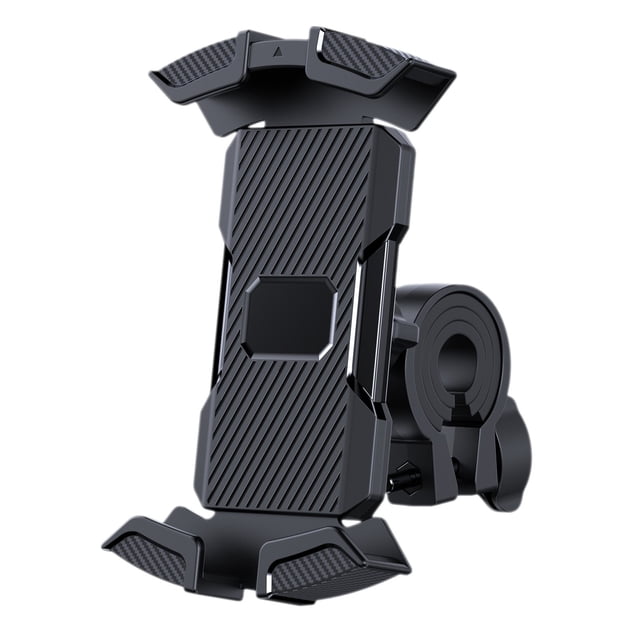 Black Motorcycle Phone Holder Navigation Support Handlebar Mount Anti-Vibration Adjustable Clamp For 4.5-7 Inch Phones 360 Rotation Black Color
