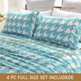 thumbnail image 4 of Marquess 4 Pieces Microfiber Flannel  Printed Sheet Set, King Size Blue Color, Deep Pocket Ultra Soft & Comfortable Bedding Sheets, 4 of 7