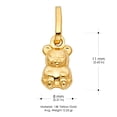 thumbnail image 3 of Ioka-14K Yellow Gold Small Sitting Bear Charm Pendant with 1.2mm Flat Open Wheat Chain Necklace - 18", 3 of 6