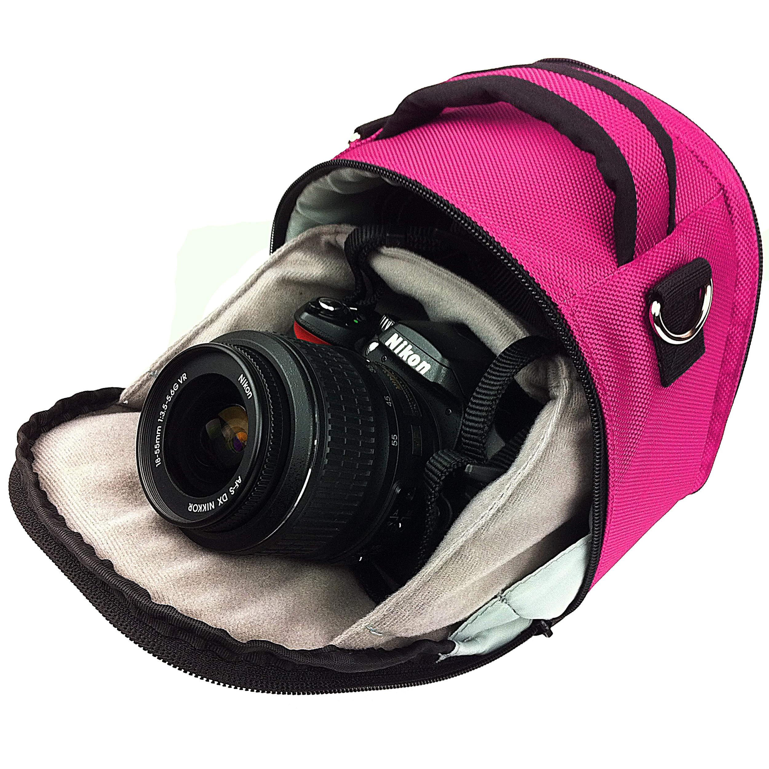 Hot Pink Compact DSLR Camera Case Shoulder Bag with Adjustable Strap, Travel Camera Protector Bag for Canon Nikon Sony Olympus Digital Cameras
