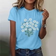 thumbnail image 1 of Jienlioq Hauts d'Été pour Femmes T-shirt Imprimé Col Rond Manches Courtes Bleu Ciel TG, 1 of 5
