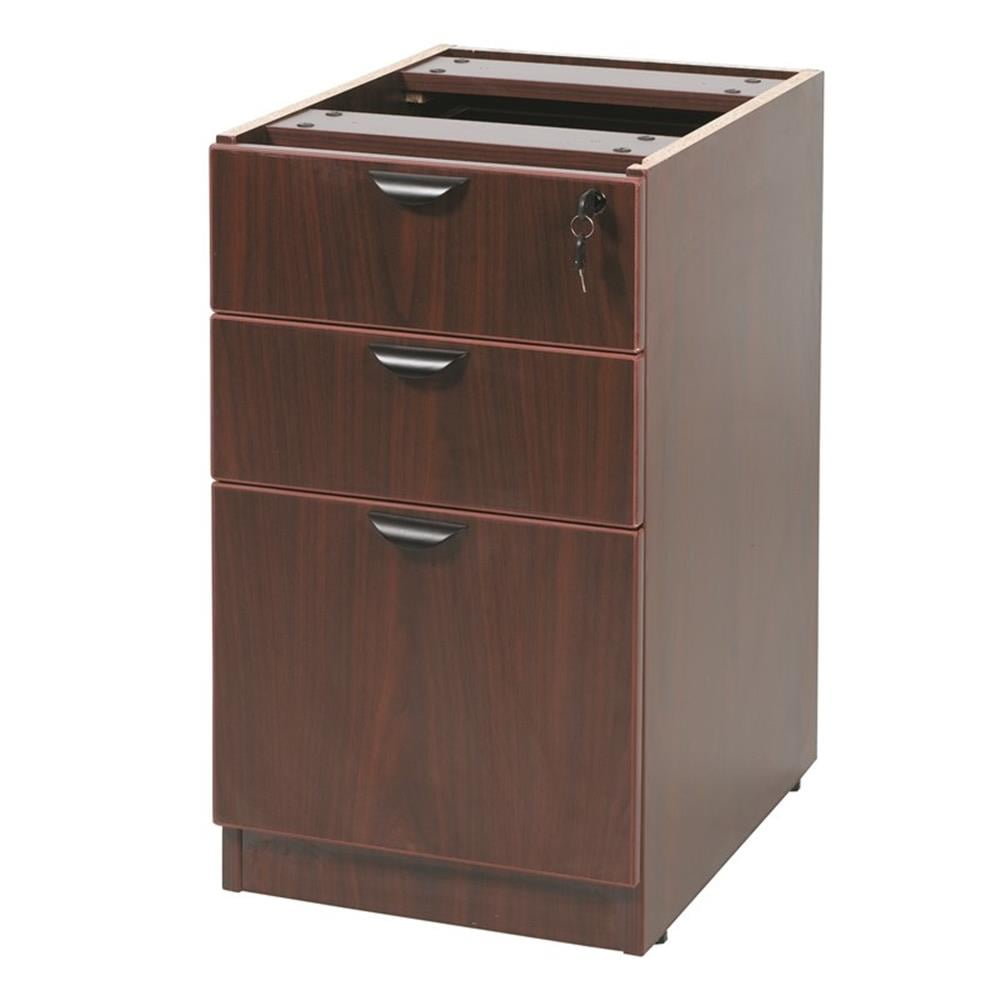 Boss Office Products 66 Inch Executive L-Shape Corner Desk with Box/Box/File Storage Pedestal, Mahogany