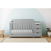 Graco Hadley 5-in-1 Convertible Baby Crib and Changer with Drawer, Pebble Gray