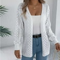 thumbnail image 6 of Fewfanhot Cardigan Sweaters for Women Long Sleeve Open Front Knitted Crop Cardigan Drop Shoulder Knit Bolero Shrug Sweater, 6 of 8