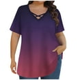 thumbnail image 2 of Women Tops under $5! Cagogo Womens Plus Size T Shirts Criss Cross Summer Trendy Oversized Tunics V Neck Short Sleeve Dressy Loose Black White Blouses Clothing, 2 of 6