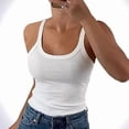 thumbnail image 4 of Women Spaghetti Strap Scoop Neck Ribbed Tank Tops Slim Fitted Cotton Camisole Basic Sleeveless Layering Shirts, 4 of 6