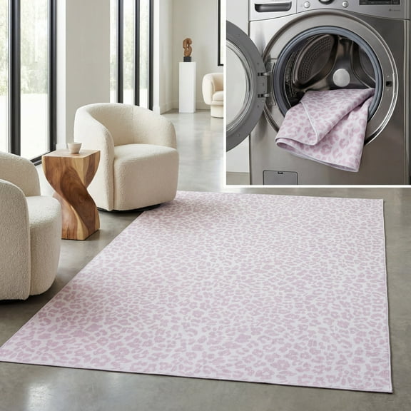 SAFAVIEH Faux Hide Crawford Camo Area Rug, Ivory/Pink, 6' x 9'
