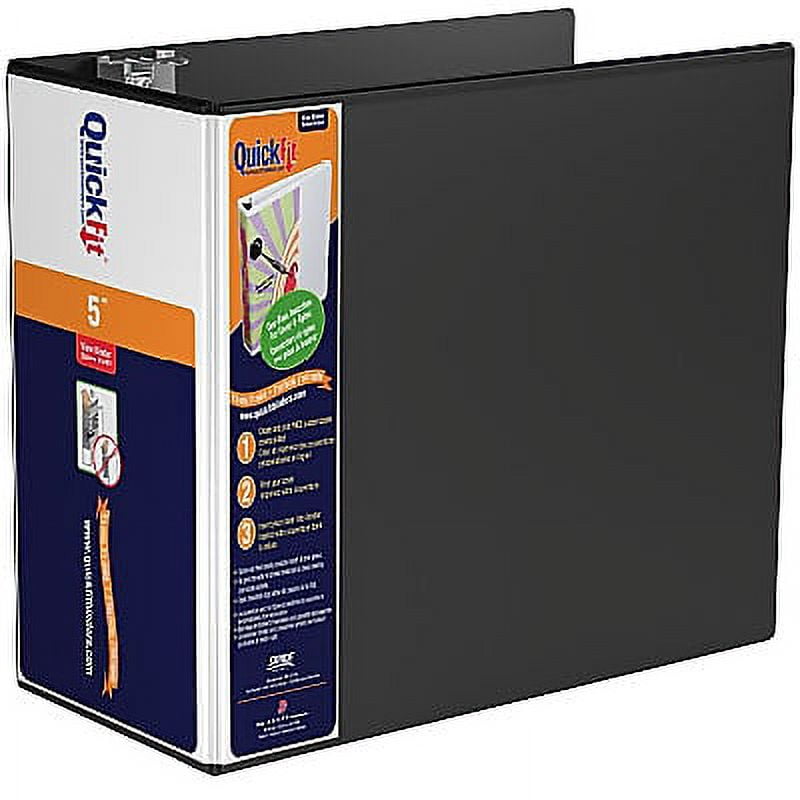 QuickFit 5" 3 Ring View Binder with D-Rings Black (87071) 8707-01