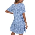 thumbnail image 4 of Fangasis Ladies Sundress Floral Print Swing Dresses Summer Short Mini Dress Womens Casual Holiday Blue L, 4 of 5
