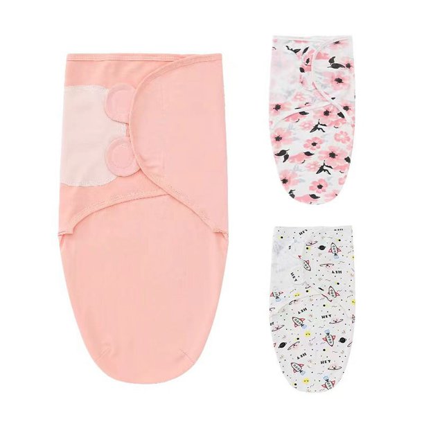 Mantas para bebé para niñas, plumas y puntos ondulados, color naranja, rosa, paquete de 3 unidades, saco de dormir ajustable para recién nacidos, 0-3 meses (pequeño/mediano)