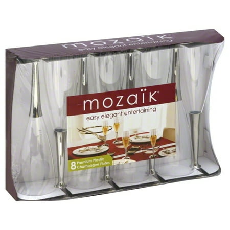 Small Flutes - Mozaik Premium Champagne Flutes w/ Silver Base, 8 Pack