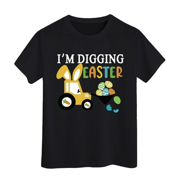 Easter Shirts for Boys 10-12 Eggs Tractor Truck Back School Shirts Easter Gifts Summer Spring Easter Outfits Egg Easter Day Gift,Black