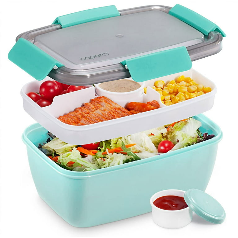 Caperci Stackable Bento Lunch Box for Kids - Large Size All-in-One Bento Box  Adu