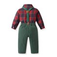 thumbnail image 5 of Glisme Boys Christmas Outfits Long Sleeve O Neck Cartoon Prints Tops Suspender Pants Lovely Toddler Clothes Dark Green, 5 of 8