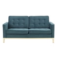 thumbnail image 4 of Modway Loft Gold Stainless Steel Leg Performance Velvet Loveseat in Gold Teal, 4 of 5