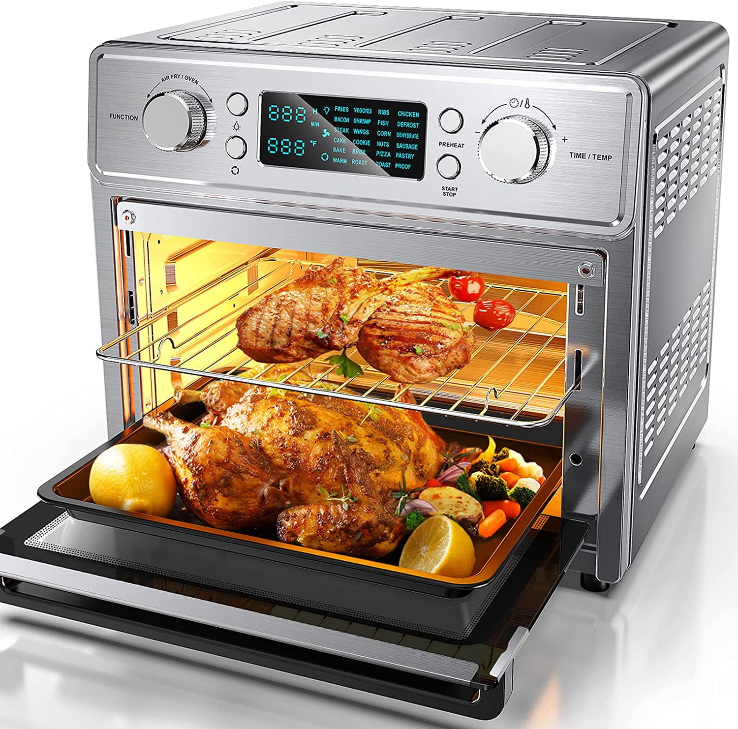HomeRusso Air Fryer Oven, 24-in-1 Air Fryer Toaster Oven Stainless