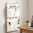 thumbnail image 5 of Wall Mounted Hanging Storage Bag, Bedside Hanging Organizer Pouch with Multi Pockets, Space Saving Holder for Bedroom Living Room Home Phone Remote Accessories Storage, White, 5 of 7