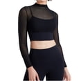 thumbnail image 1 of Traje de yoga de malla para mujer: top deportivo de manga larga con relleno en el pecho, secado rápido, ideal para correr o hacer yoga., 1 of 4