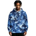 thumbnail image 5 of Men's Camo Print Pullover Hoodie,Drawstring Hooded Long Sleeve Casual Sweatshirt,Loose Streetwear Top with Pockets Blue 3XL, 5 of 6