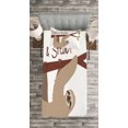 thumbnail image 3 of Ambesonne Sloth Quilted Bedspread Set 2 Pcs, Cartoon Wildlife Mammal, Twin Size, Tan Chestnut Brown, 3 of 3
