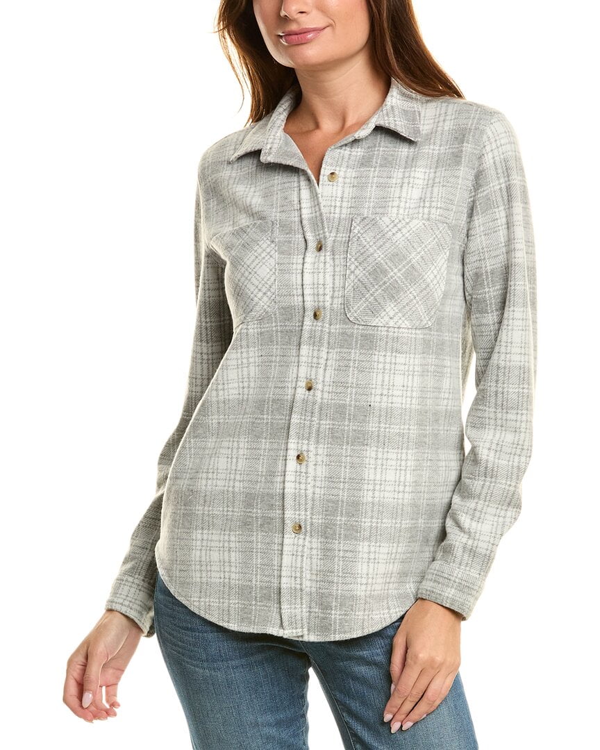 beachlunchlounge womens Sally Brushed Flannel Shirt, xs, Grey - Walmart.com