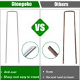 thumbnail image 4 of Plutput 50pcs Garden Stakes 6 inches 11 Gauge Heavy-Duty U-Shaped Galvanized Landscape Staples for Artificial Grass, Weed Barrier, Tents Tarps (Silver), 4 of 6