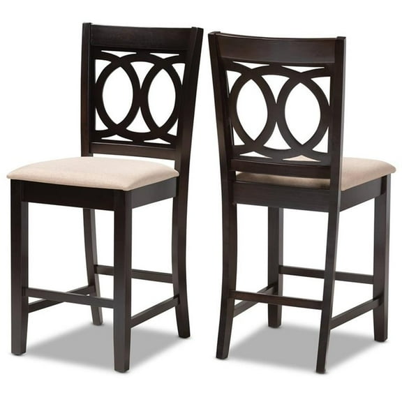 Bowery Hill 25" Wooden Counter Stool in Sand and Brown (Set of 2)